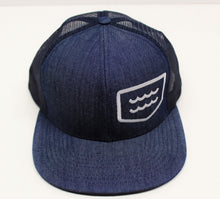 Load image into Gallery viewer, Life&#39;s a Beach Navy Denim Mesh Hat
