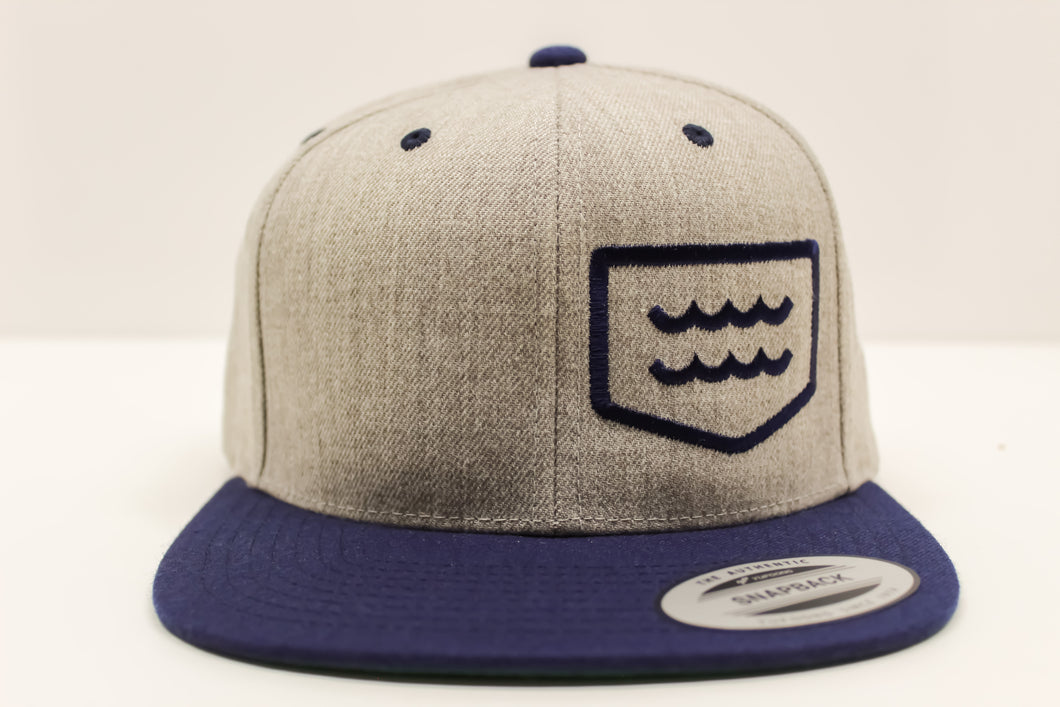 Life's a Beach Offset Logo Hat - Heather Grey w/ Navy Bill