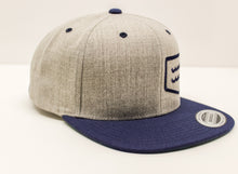 Load image into Gallery viewer, Life&#39;s a Beach Offset Logo Hat - Heather Grey w/ Navy Bill
