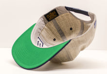 Load image into Gallery viewer, Life&#39;s a Beach Offset Logo Hat - Heather Grey w/ Navy Bill
